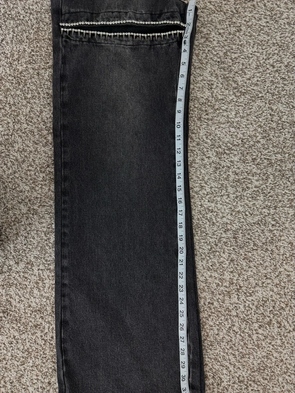 TCL Black Washed Jeans with Decorative slits at thighs
